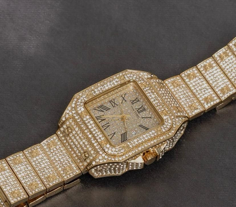 Golden Iced Out Diamond Crystal Men’s