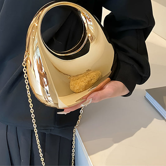 Golden Acrylic Crescent Moon Box Crossbody bag