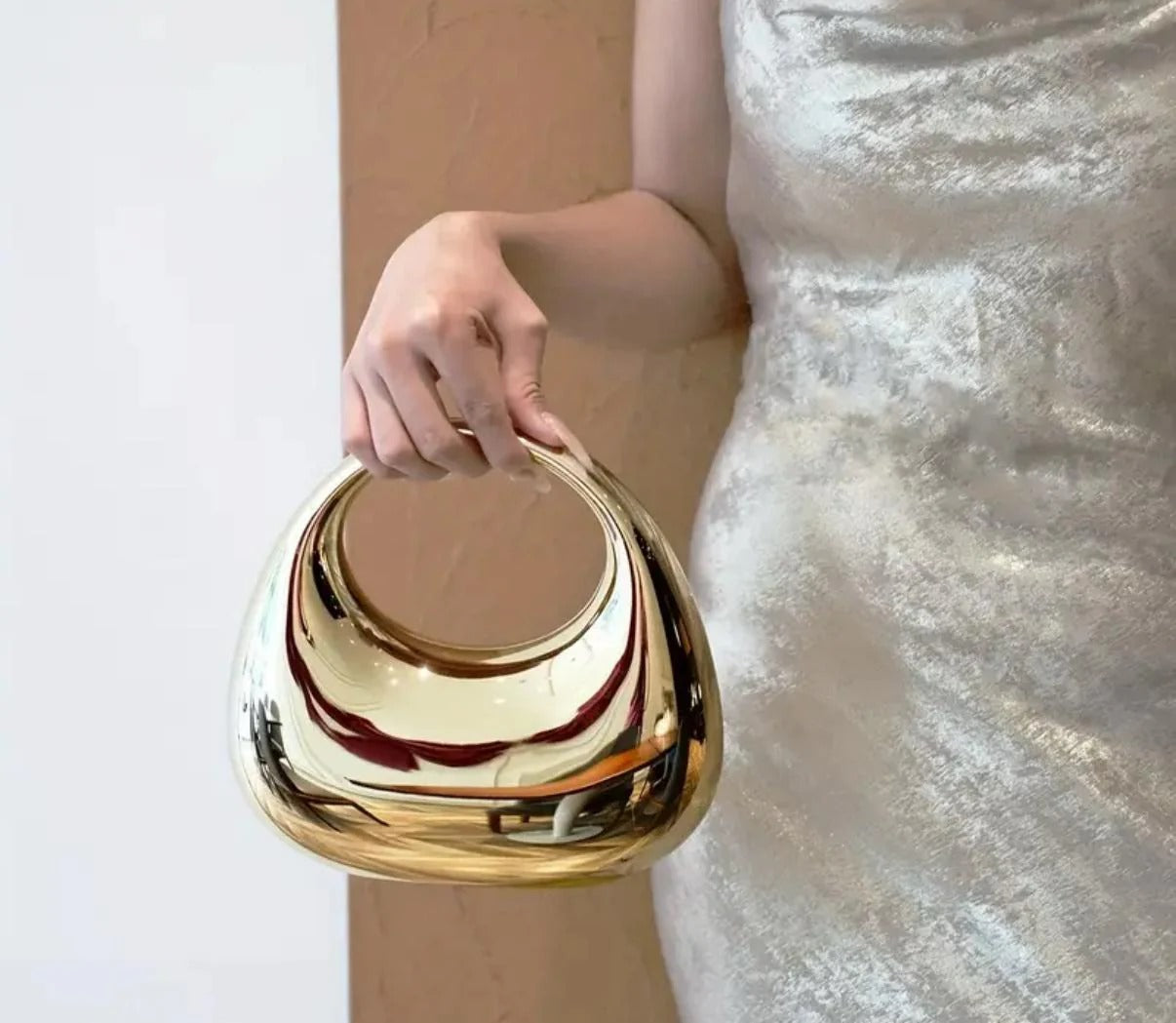 Golden Acrylic Crescent Moon Box Crossbody bag