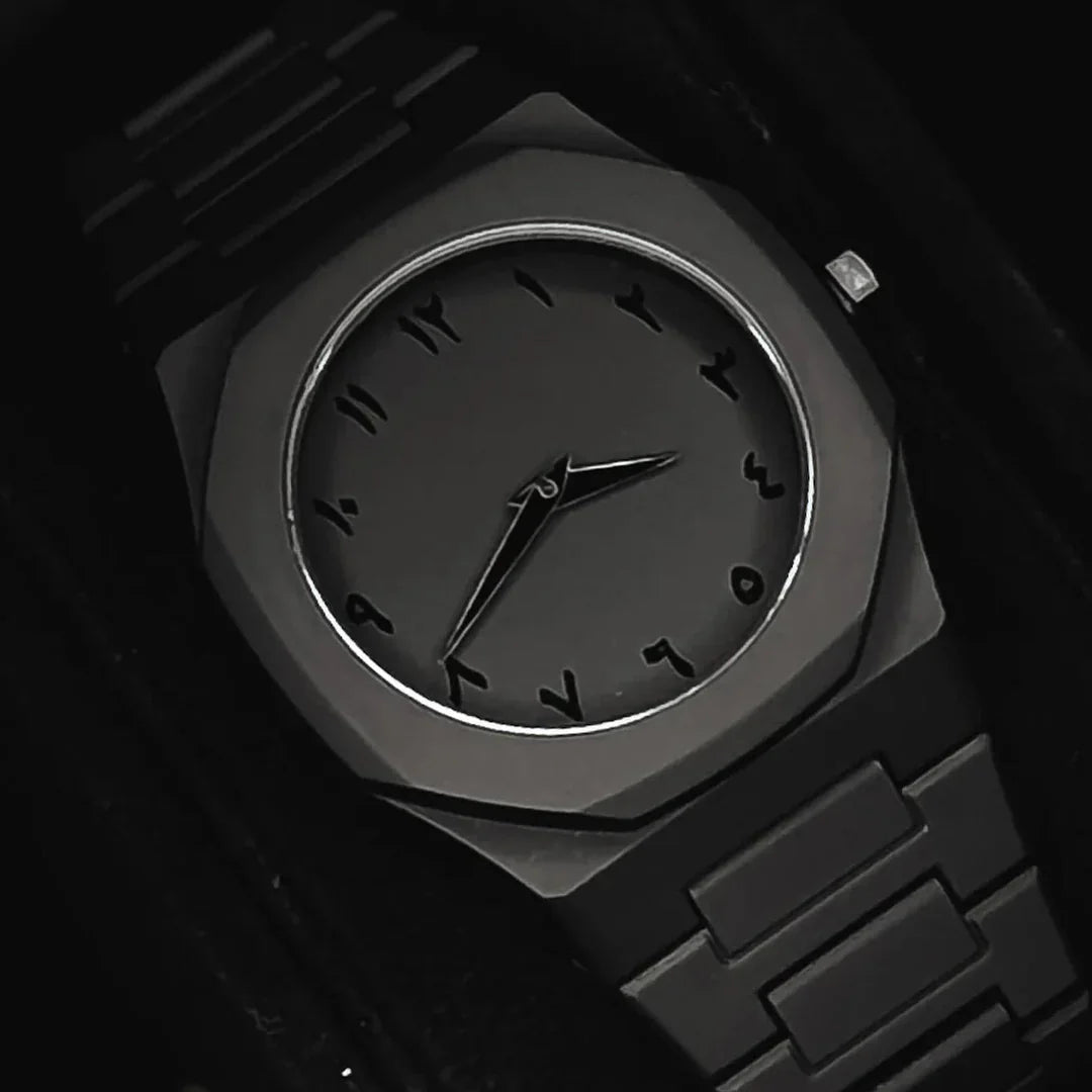 "Black Arabic Fiber Dial Watch"