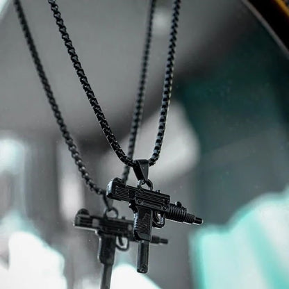 Black Gun Pendant Necklace