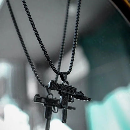 Black Gun Pendant Necklace