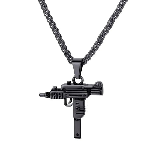 Black Gun Pendant Necklace