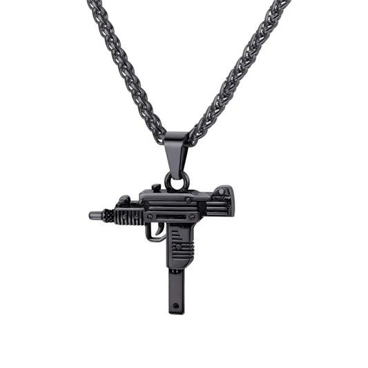 Black Gun Pendant Necklace