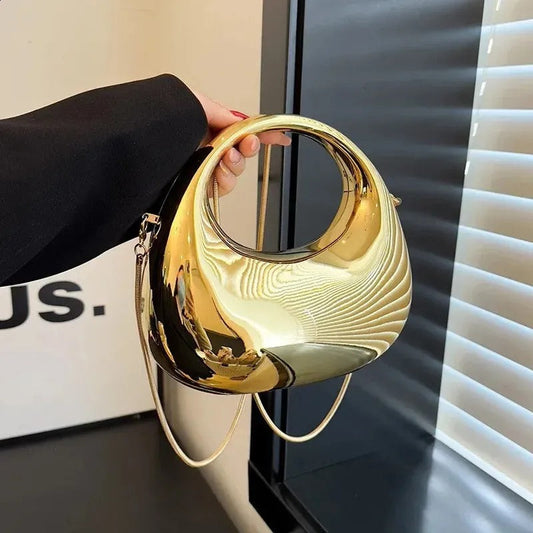 Golden Acrylic Crescent Moon Box Crossbody bag