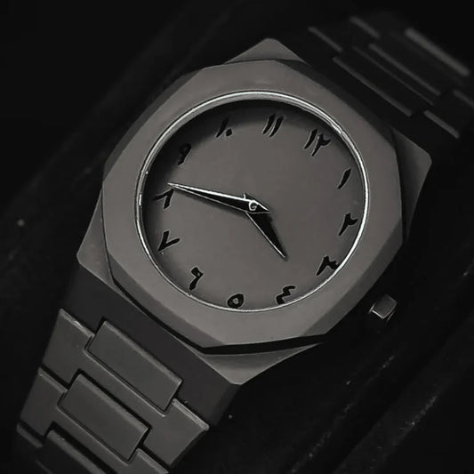 "Black Arabic Fiber Dial Watch"
