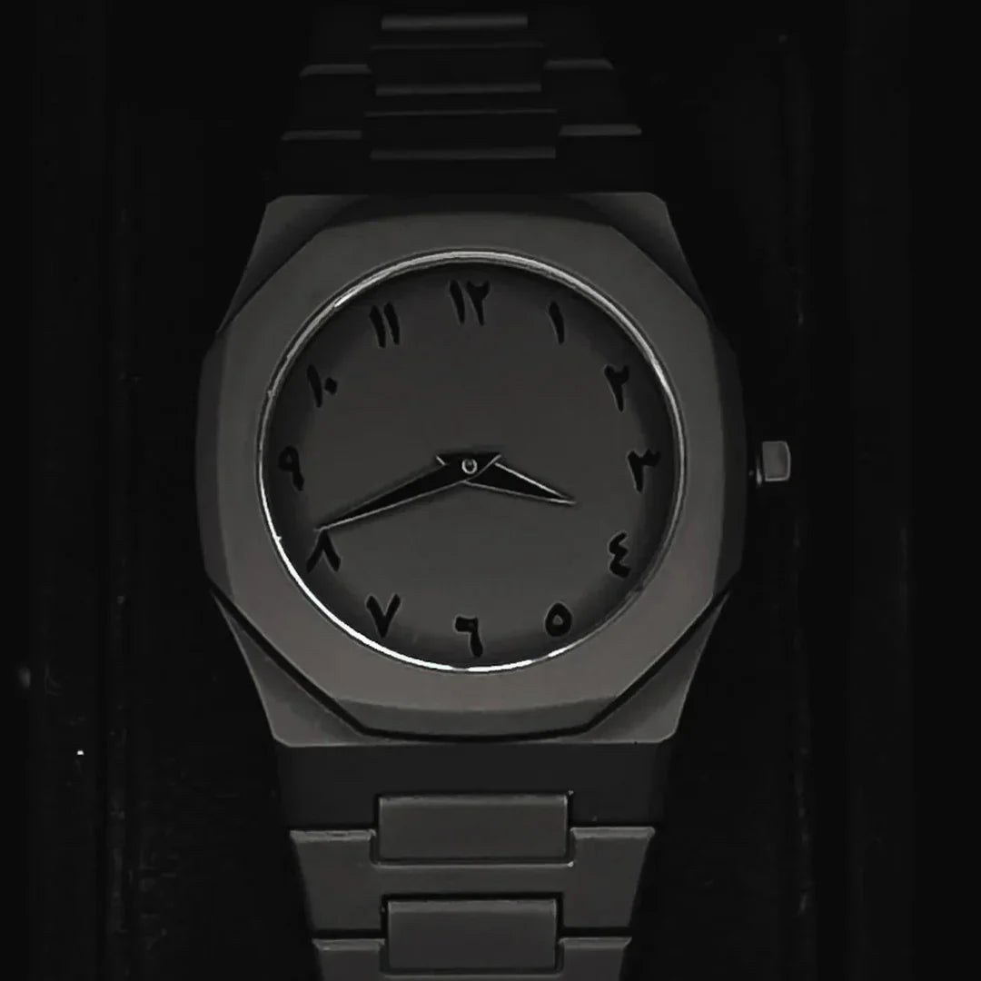 "Black Arabic Fiber Dial Watch"