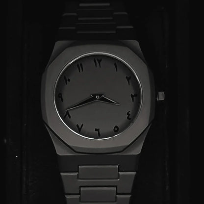 "Black Arabic Fiber Dial Watch"